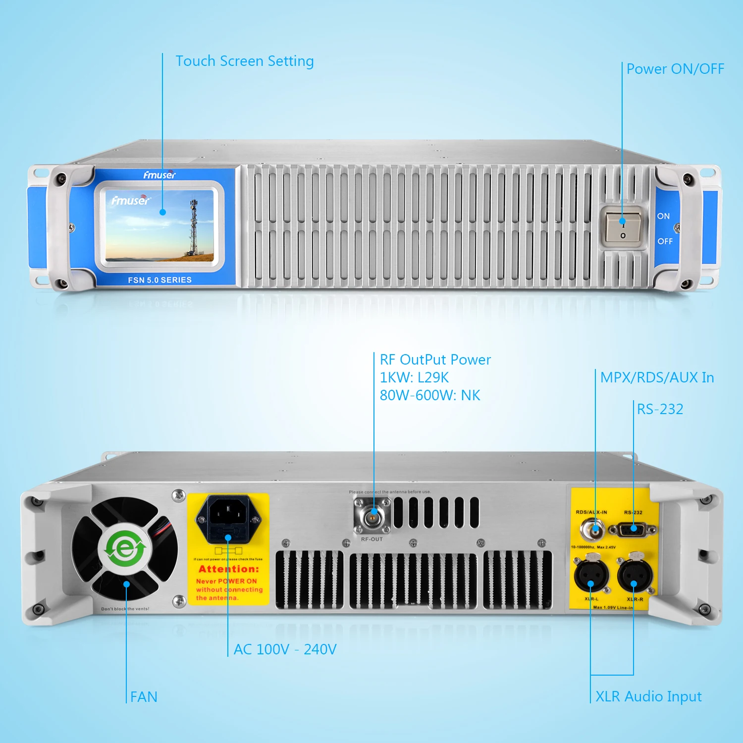  FMUSER FSN-1000W 1000 Вт 1 кВт FM-трансляционный радиопередатчик дальнего радиуса действия для оборудования