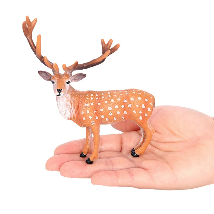 IN STOCK 6 styles realistic animal figurines Solid PVC lifelike Children Nature forest animals sika deer toy for Christmas gifts