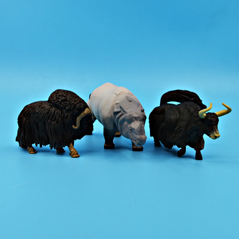 Animal toys for children rhinoceros hair cattle plastic ornaments wild animal model anti-real cattle custom-made toys