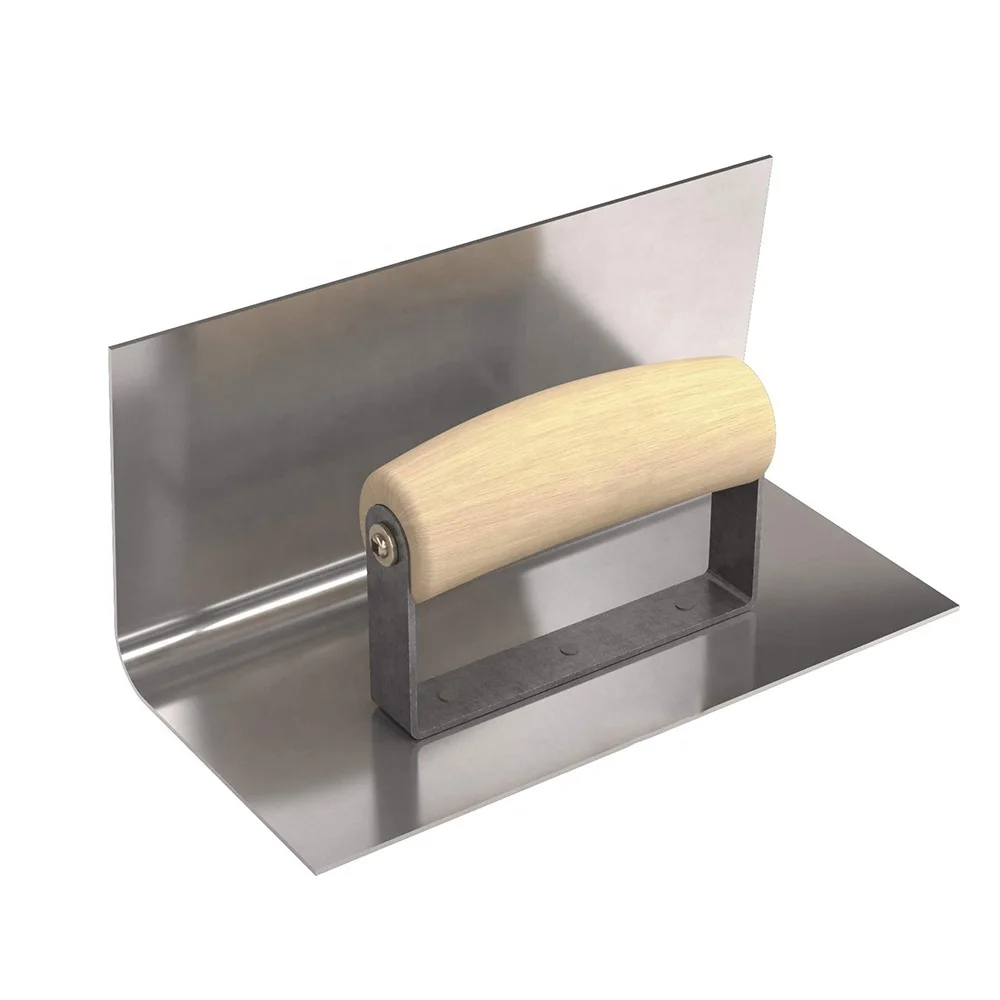 Нержавеющая сталь, бетонный бордюр, наружные и внутренние ступенчатые инструменты, радиус 1-5/3 дюймов с деревянной ручкой