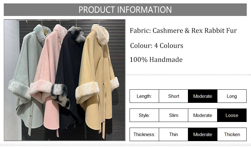 Hot Sale Chinchilla Design Fur Collar Cuffs Double Faced Cashmere Fur Poncho Women Rex Rabbit Fur Shawl