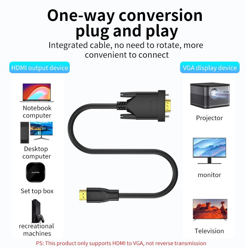 China Factory Price High  Quality  High Definition Conversion Micro Male to Male Hdtv To Vga Cable Supporting 3d 1080p 60hz