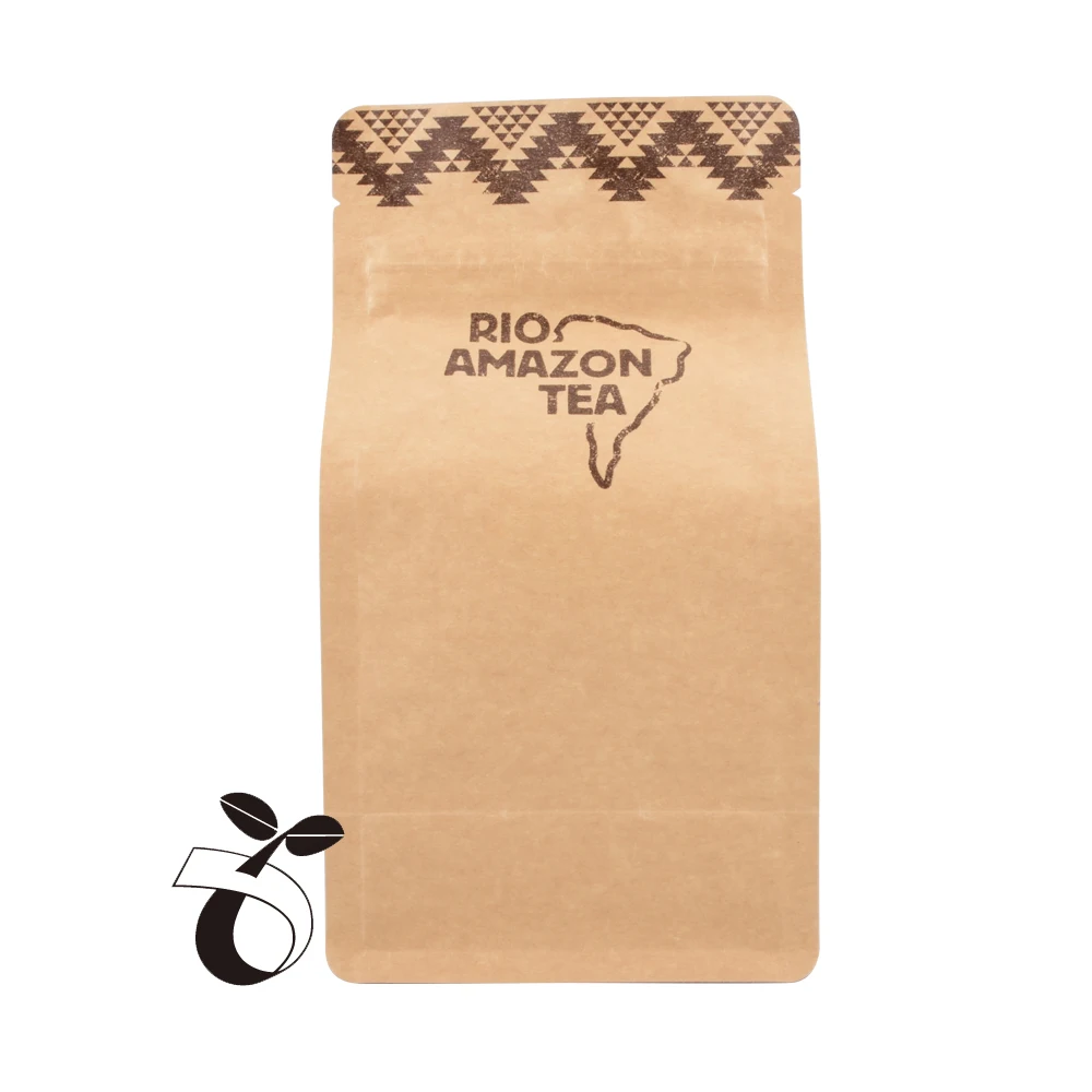 Custom Printing Ziplock Compostable Kraft Paper Tea Pouch Biodegradable Coffee Packaging Bag