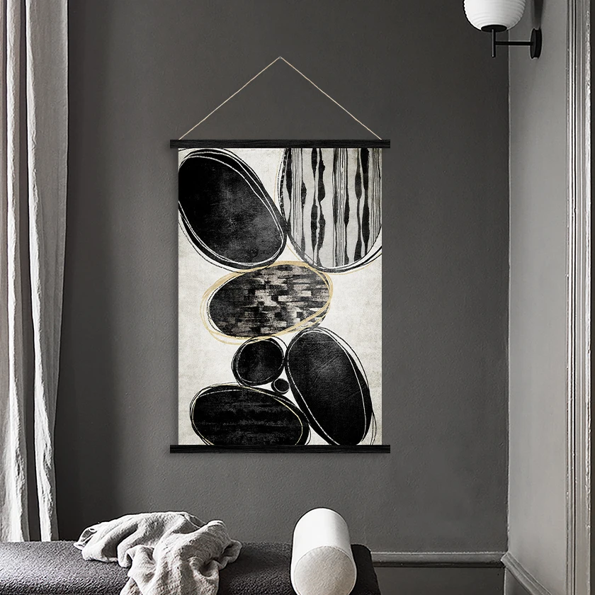 Scroll Poster Linen Paintings Framed Banner Kakemono Abstract designs for Home Decoration Wall Hanging Pictures