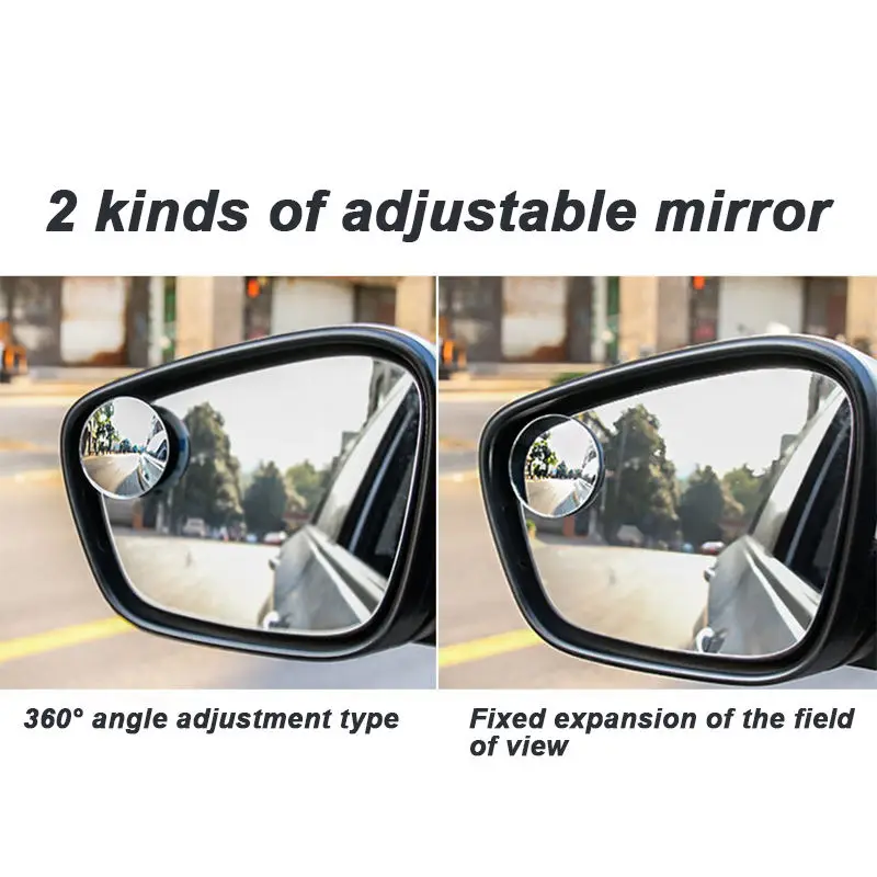 360 Degree Wide Angle Adjustable Rotation Round Hd Frameless Convex Car Rear View Mirror Blind Spot