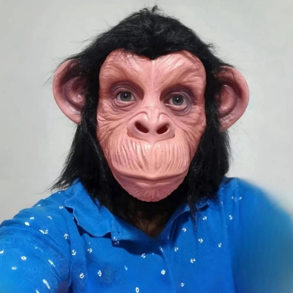 1pc Rubber Gorilla Mask Funny Animal Black Hair Monkey Face Ape Mask Latex Full Head Headgear Halloween Cosplay Props