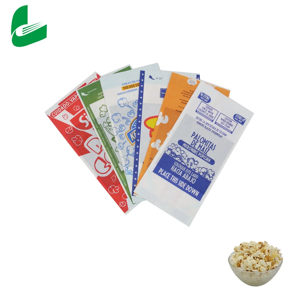 Huafeng mini food grade biodegradable printing kraft microwave popcorn paper bags