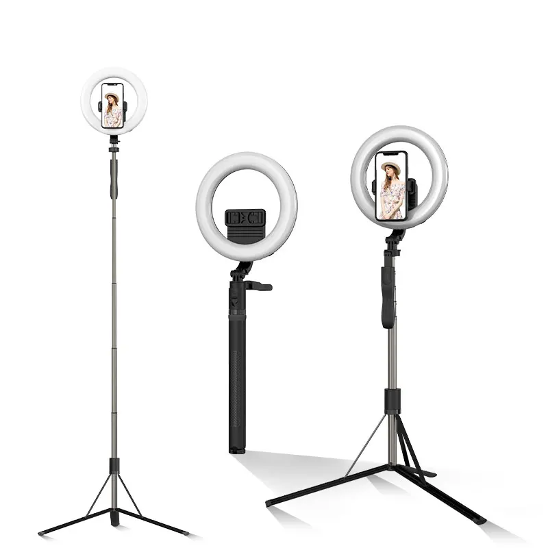 
Novelty L06 Long selfie stick with 8 inch ring light All-in-one selfie stand ring light Floor tripod fill light 