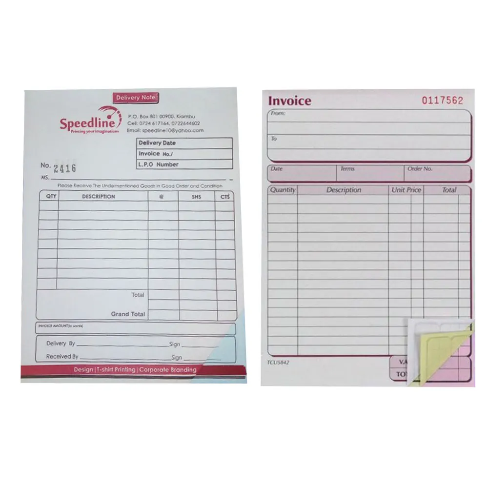 A5 A6 NCR White  Yellow Blue Green Tip Glued Padded Top Loose Writing Shield Grey Board Back Cuadernos Invoice Note Pad