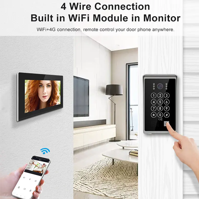 New arrived Waterproof wifi doorphone with monitor Motion Detection video doorphone system With Night Vision