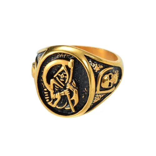 
Popular fashion 316L stainless steel gold plated antique skull ring 