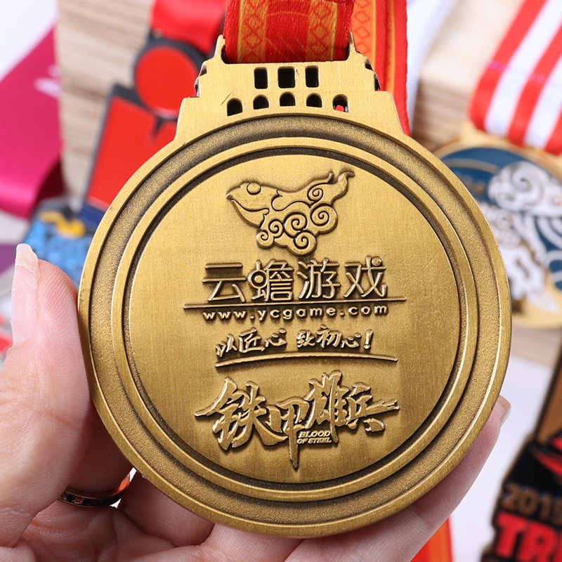 Medal Ribbons Manufacturer School Sports Competition Student Gold Silver Bronze Champions Medals Lanyard Logo