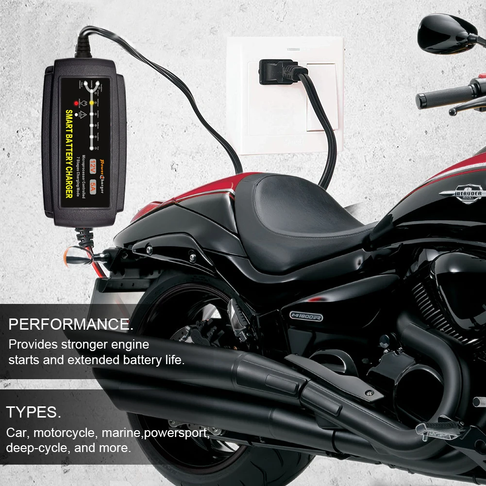 Desulphation float 12V 5A automatic lead acid battery charger 7 stage smart battery charger