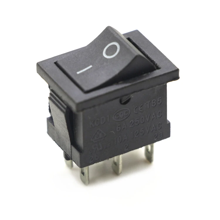 KCD1-203   6 PIN DPDT    ON OFF ON CENTER OFF   T85  SMALL ROCKER SWITCH MANUFACTURERS  FROM YUEQING ZHEJIANG