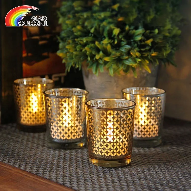 Cheap wholesale home decorated gold votive glass candle holders gold wedding party decoration