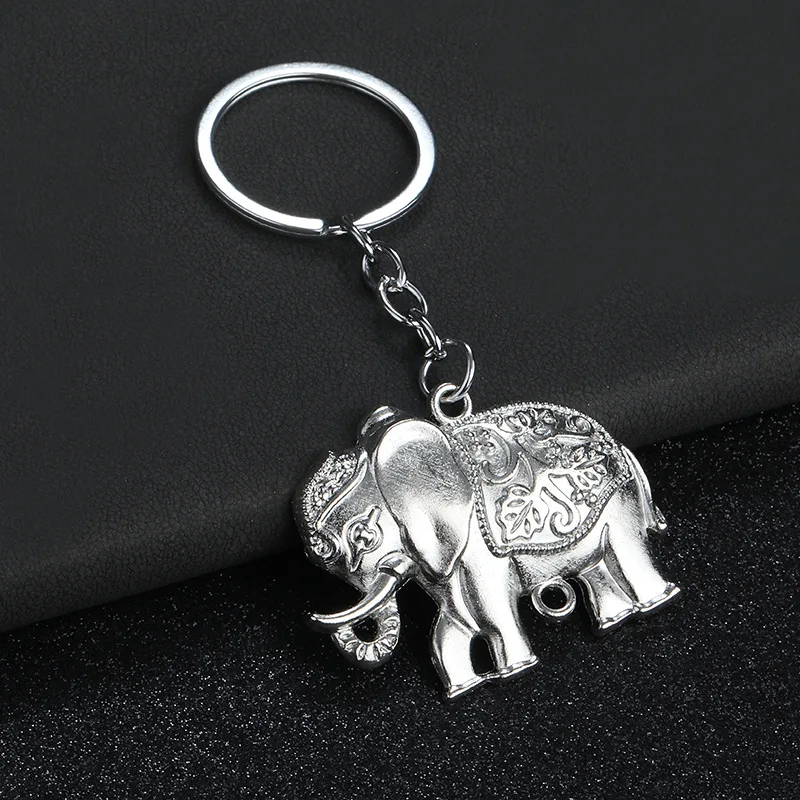 Thailand Elephant Keychain baby elephant 3d metal key chains Retro mini alloy animal keyring Travel gifts Thai elephant keychain