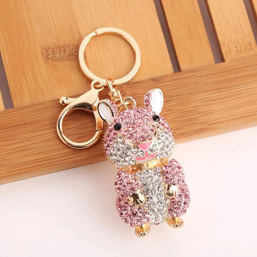 Marmot crystal keychain mouse rat metal keyring  for new year gifts