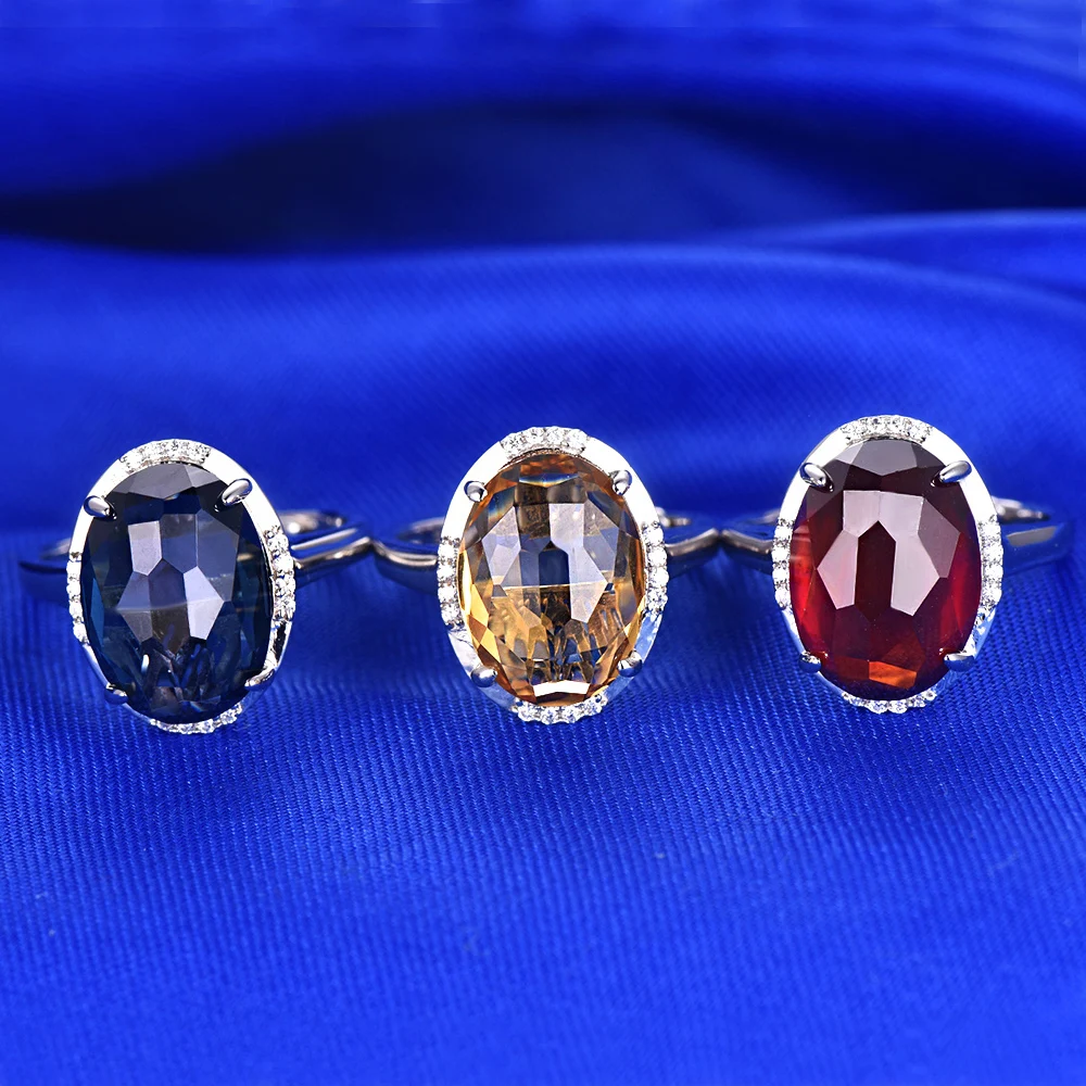 TL-B007 Factory sale new fashion 925 sterling silver three colours topaz gemstone jewelry women engagement fantasy rings