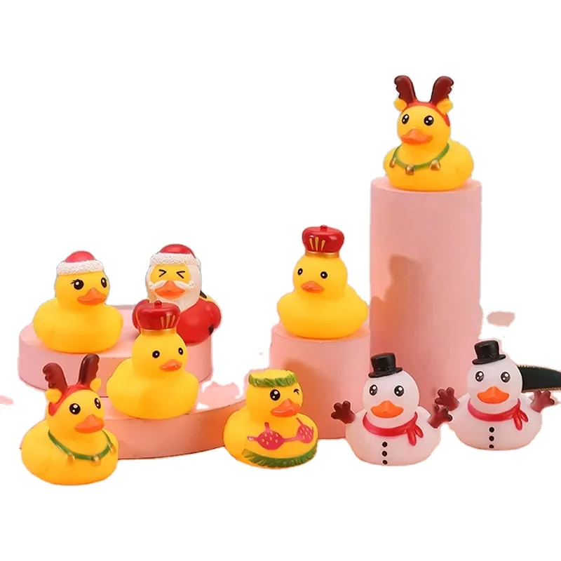 Детские игрушки для купания утки плавательные Воды виниловые Kawaii выдавливаемые поплавки желтая утка детская Стирка веселые рождественские подарки