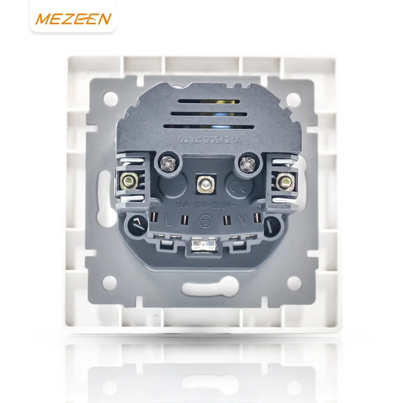 Europe Model Wall Switch Socket Type A USB Outlet 2.1A / DC 5V Home Electric Plugs Schuko Socket With Dual Usb Ports