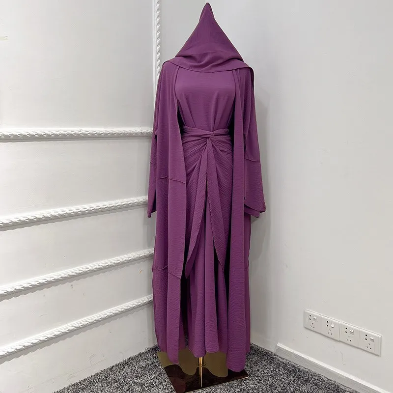 Wholesale Dubai Abaya 3 pcs set Muslim Dress Long Sleeve 2023 Chiffon Middle Eastern Islamic Muslim Dress Women