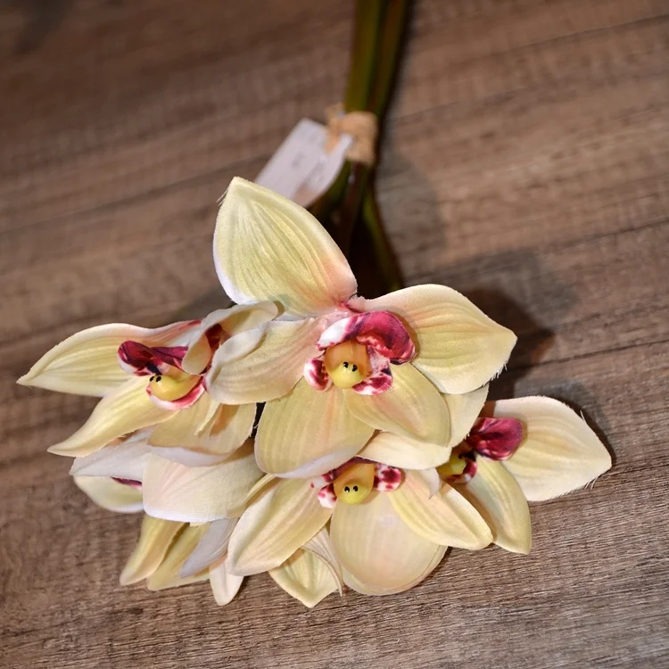 New design high quality artificial flowers 6 pcs orchid bunch bouquet for wedding decoration, event decoration