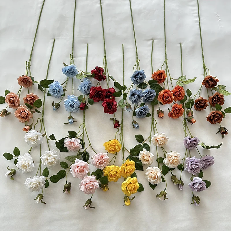 6 HEAD ROSE fabric flower for flower wall decoration