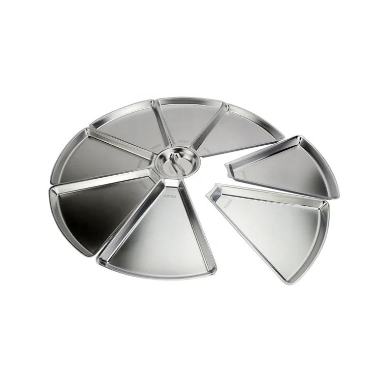 
18/8 Stainless steel 9 pcs dinner food plate sauce dish sets with rack serving for birthday/Christmas/holiday party restaurant 
