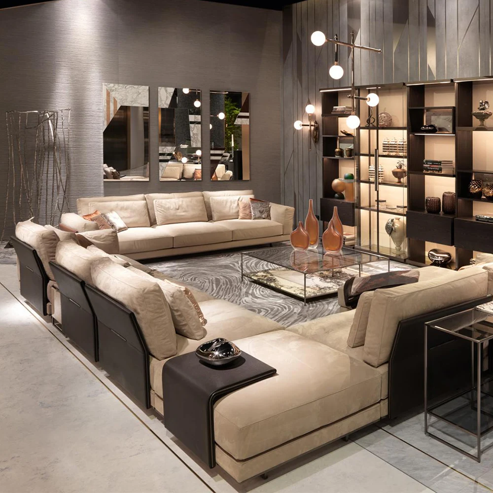 Hotel customizable home furniture Modern sofa luxury Italian living room bed sofa velvet fabrics PU leather Anthem sofa