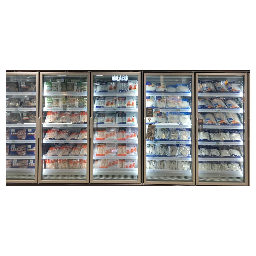 Индивидуальный размер и дизайн стеклянные двери холодильника с рамкой полками для холодильного оборудования