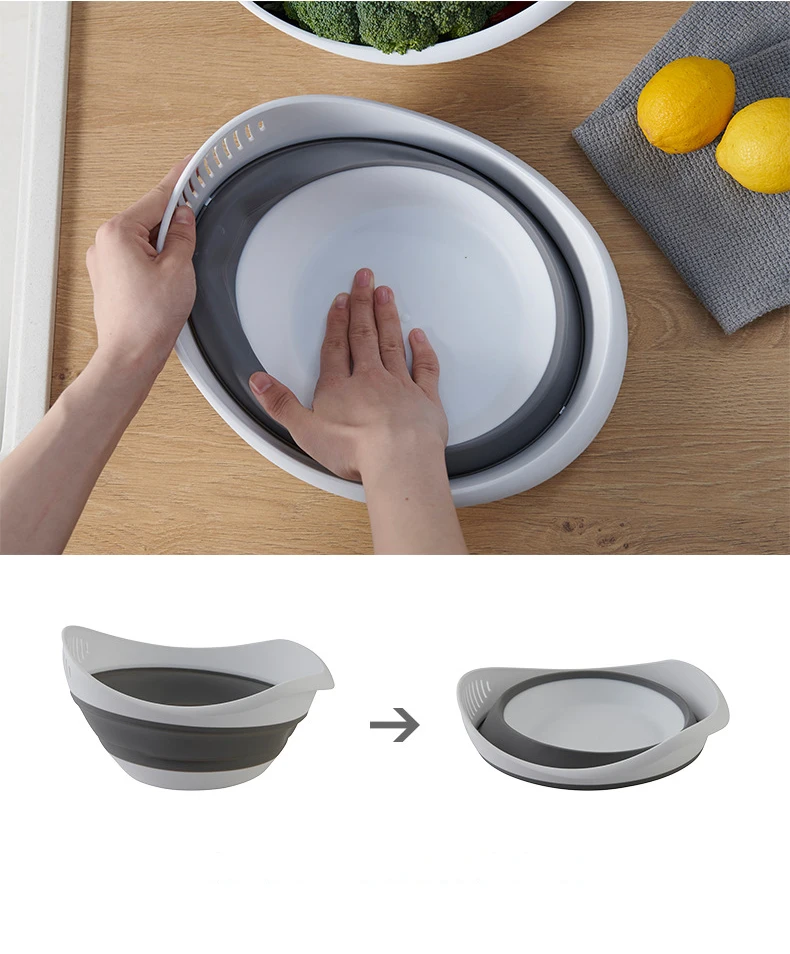 Amazon simple multifunctional vegetable and fruit draining folding storage basket