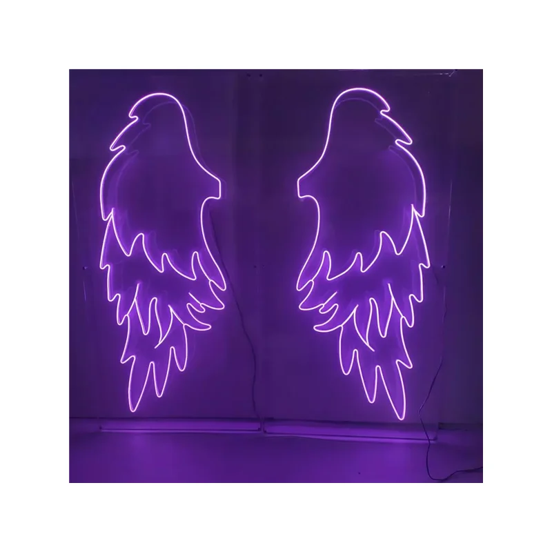Custom LED Neon Light Sign Customized Angel Wings 3D Clear Acrylic Led Neon Light Decoration Led Electronic Signs
