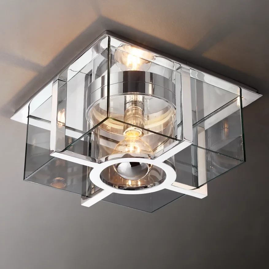 Flushmount Collection Vintage Round Decoration Art Home Brass Ceiling Light Fancy Glass Led Ceiling Lamp