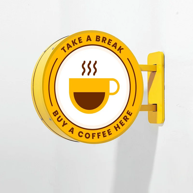 Double Sided Circular Acrylic Lightbox Outdoor Billboard Customized for Milk Tea Shop Storefront Hanging LED Sign Customization