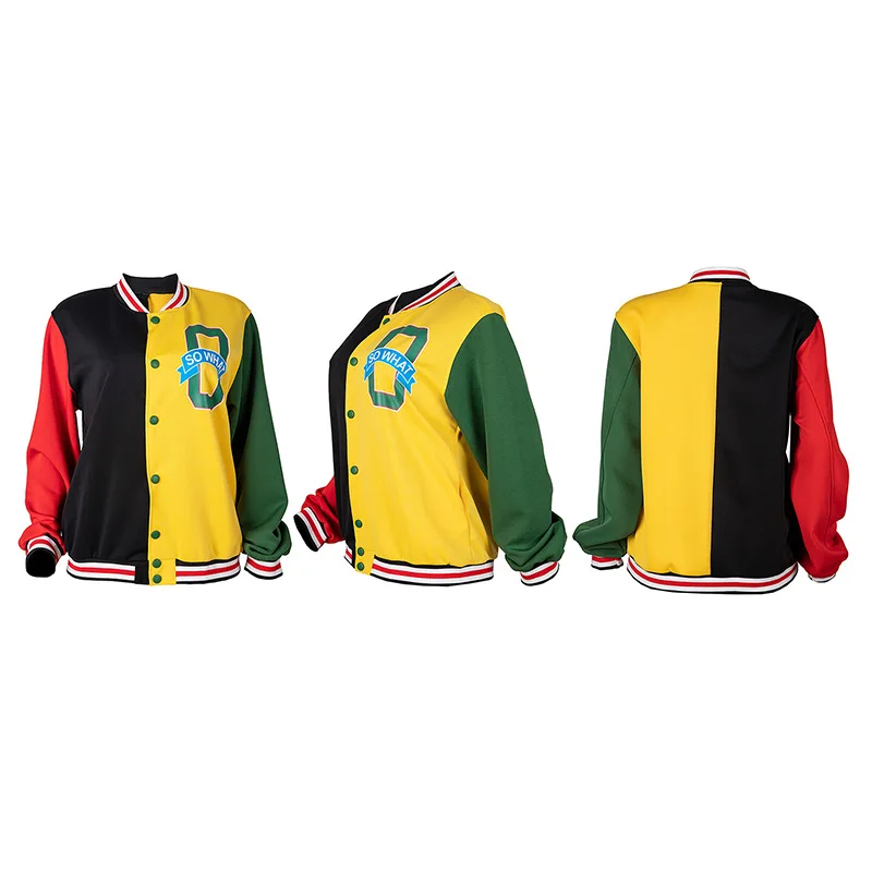 Custom Fall Winter Plus Size Baseball Jacket For Woman Windbreaker Letterman Women Jacket Baseball Jackets