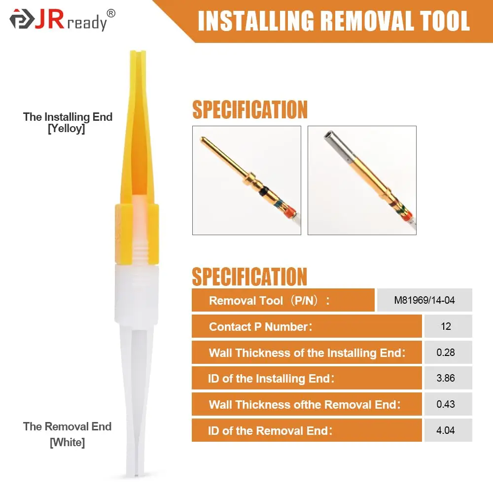 JRready M81969 14 04 12 Solid Barrel Contact Installing Removal Tool for Electrical Connectors in Wiring Interconnect (25pcs)