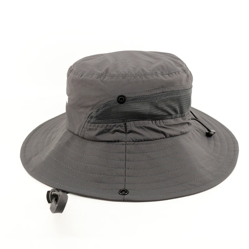 custom summer sun protection waterproof breathable quick dry mesh fisherman cap boonie bucket hat with string