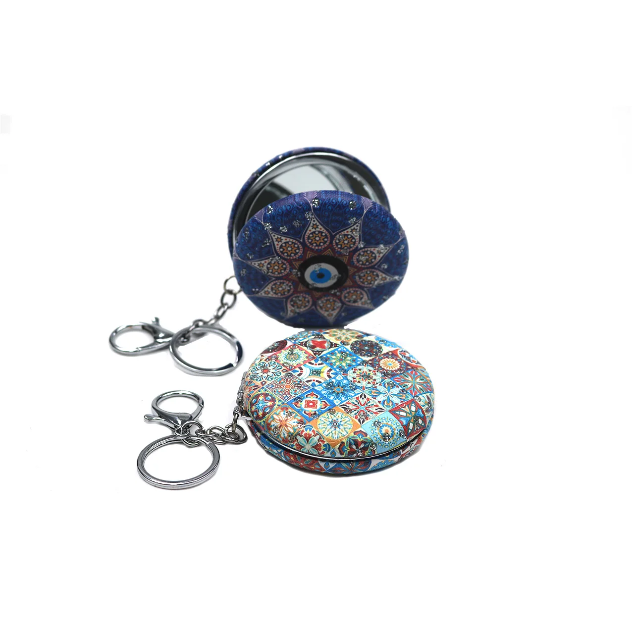 Custom Pocket Mirror Keychain Girl Led Makeup Cosmetic  Mini Portable Cute Rectangle Double Side  Folding Hand  Pocket Mirror