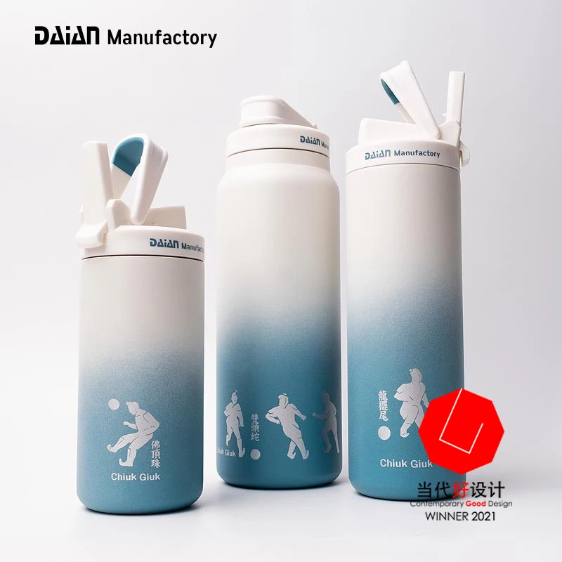 20oz 32oz Wide Mouth Double Walled Sports Water Bottle Vacuum Flask Stainless Steel Custom Logo with New Wide Handle Straw Lid