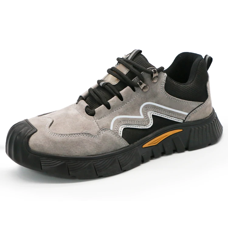 ENTE SAFETY Custom Wholesale Fashion Steel Toe Suede Cowhide Leather Upper Sports Puncture-proof Industry Safety Shoes For Men