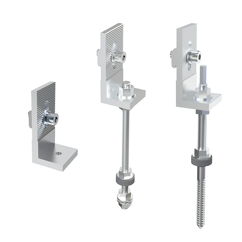 L Feet Aluminum Solar mounting system  Clamp Hooks Rail Railing End and Middle Clamps for Solar Panel Installation Solar Roof