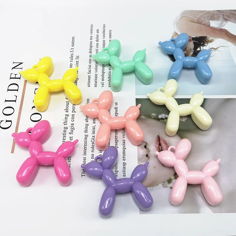 Jewelry Colored Plastic Ballon Dog Charm Cute Pendant For Chain Necklace