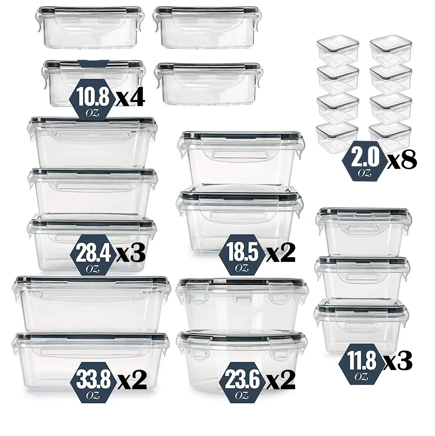 24 sets of sealed plastic storage containers button lock square multi-grain tank fresh-keeping storage box