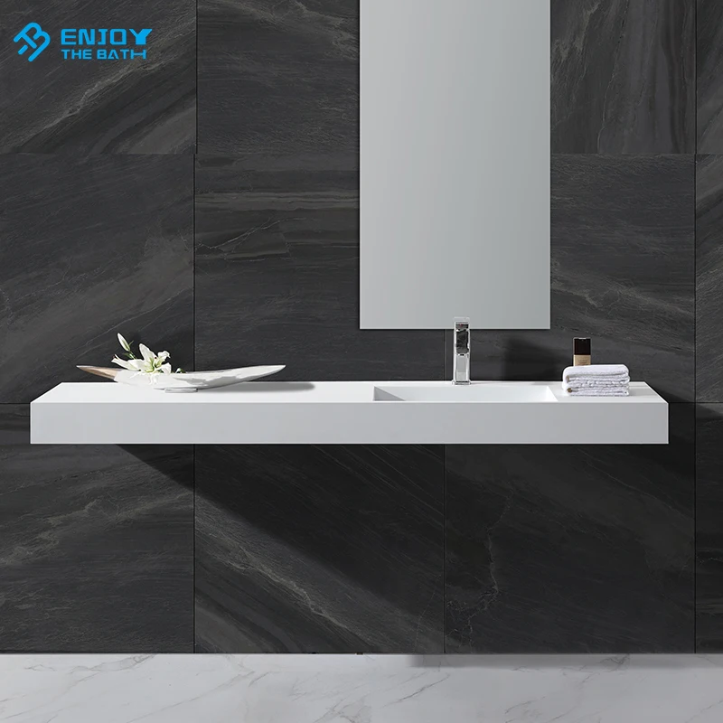 Two Intergrated Shallow Wash Basin Bathroom Sink for Bathtop Products Fabrication Stone 2020 New Shampoo Sinks Solid Surface ETB