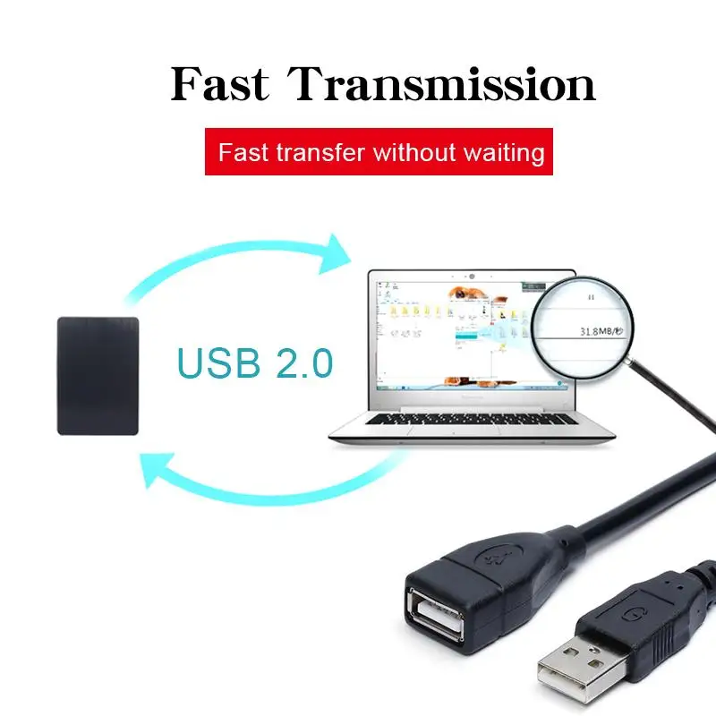 USB 2.0 Cable Extension Cable 0.6m 1m 1.5m Wire Data Transmission Line Superhighspeed Data Extension Cable For Display Projector