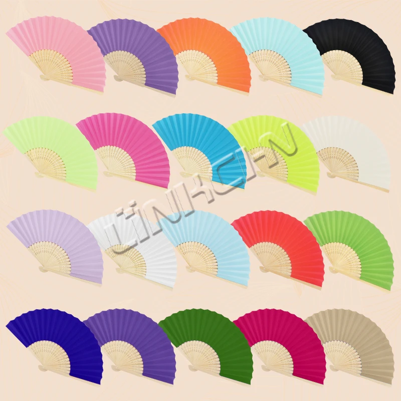In Stock Wedding Favor Silk Fan Printable Paper Hand Fan For Wedding Gift