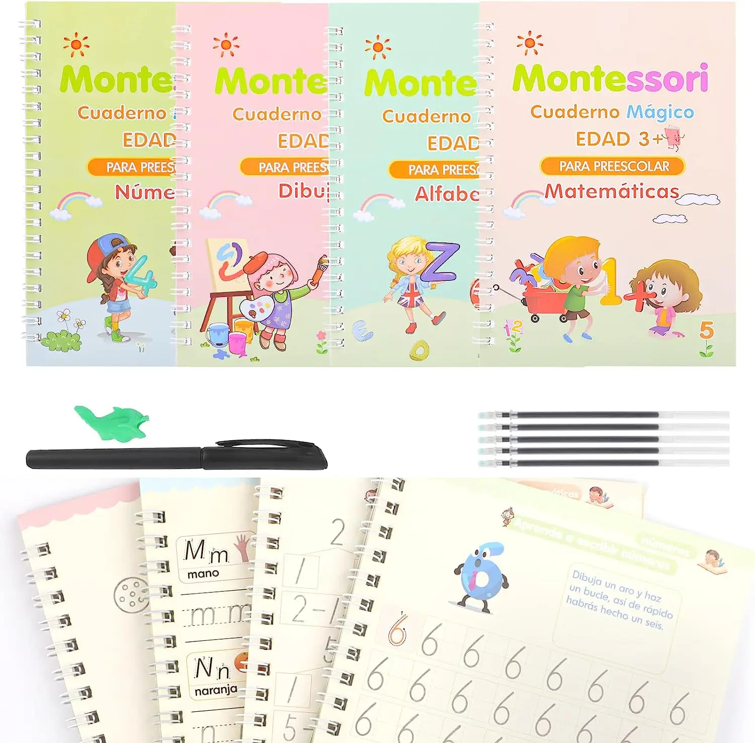 Spanish Reusable Magic Notebook Spanish Calligraphy Copybook Set Practice Notebook