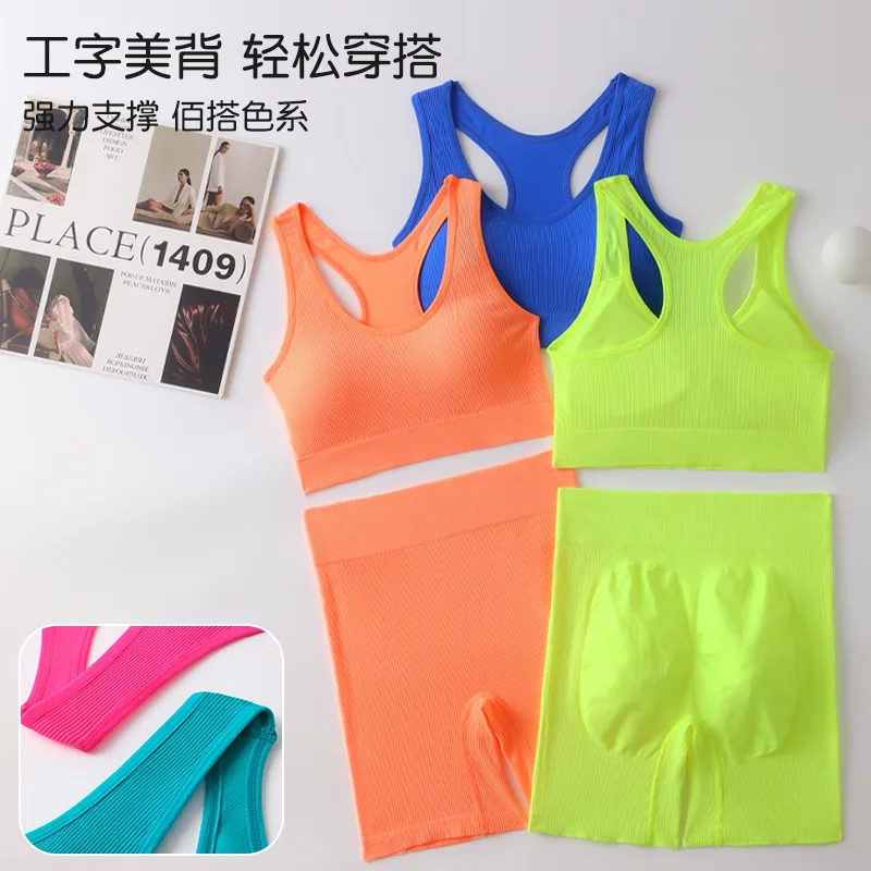 women activewear 2 piece yoga underwear girls no steel ring Sexy shorts Leggings Pants Workout yoga seamless sexy tank Top Set