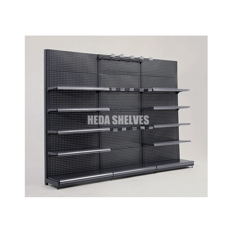 Single Side Supermarket Shelving Steel Wall Shelves Supermarket Rack Display