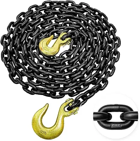 High Load Grade 80 Black 20Mn2 Alloy Steel G80 Lifting Chain 8mm Size 6mm Diameter Galvanized Zinc Finish Welded Iron Dragging